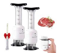 Meat Injector Syringe & Chicken Tenderizer Tool, Stainless Steel Marinade Injector Kit for BBQ Turkey Beef, Flavor Food Injector with Needles for Smoking Grilling, Easy Clean (2pcs)