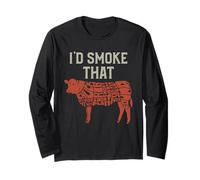 Meat Lover I'd Smoke That Beef Cuts Illustration Manche Longue