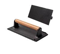 Meat Press - Wood Handle Iron Cookware, Non Stick Burger Smash Tool, Heavy Duty Grill Press, Flat Cooking Weight, Steak Bacon Smasher, Heat Resistant Griddle , Kitchen Cooking Accessory, Even Heat Di