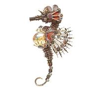 Meatalkitor Lampe Puzzle 3D en Forme d'hippocampe Steampunk - Kit de modèle mécanique en métal de 2100 pièces avec lumière planète de 16 Couleurs - Décoration de Chambre Parfaite et Choix de Cadeau
