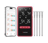 Meatmeet Z Pro Thermomètre à Viande Cuisson Sans Fil, 4 Sondes 6 Capteurs | Bluetooth et WiFi, Précision ±0,1°C, IP69 Étanche, Application et Écran Intelligent, pour Barbecue, Four, Grill, Cuisine