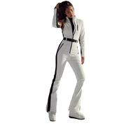 Meaunzyl Combinaison De Neige Femme Plein Épaississement Vêtements De Neige Femme Avec Fermeture Éclair Doudoune Manteau Et Pantalon De Neige Couleur Unie Ski Ensemble Pour Hiver En Plein Air, Blanc,