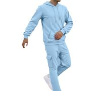 Meaunzyl Combinaison Homme Pleine Sweat À Capuche Deux Pièces Sweat-shirt Et Pantalon Ensemble Suivi Survêtements De Gymnastique Costume Complet Gym Homme En Peluche Hiver Vêtements De Sport