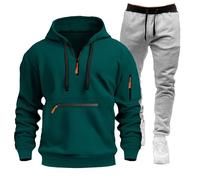 Meaunzyl Combinaison pour homme 2025 - Veste de Jogging Costume en peluche complète de sport Jogging Suit Activewear Pantalon Y2K Sweat à capuche avec Zip/Pull-On Sans Pour Jogging, Gym, Hiver, vert