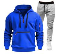 Meaunzyl Combinaison pour homme 2025 - Veste de Jogging Costume en peluche complète de sport Jogging Suit Activewear Pantalon Y2K Sweat à capuche avec Zip/Pull-On Sans Pour Jogging, Gym, Hiver, bleu