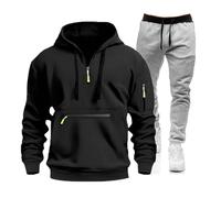 Meaunzyl Combinaison pour homme 2025 - Veste de Jogging Costume en peluche complète de sport Jogging Suit Activewear Pantalon Y2K Sweat à capuche avec Zip/Pull-On Sans Pour Jogging, Gym, Hiver, Noir