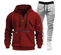 Meaunzyl Combinaison pour homme 2025 - Veste de Jogging Costume en peluche complète de sport Jogging Suit Activewear Pantalon Y2K Sweat à capuche avec Zip/Pull-On Sans Pour Jogging, Gym, Hiver, rouge