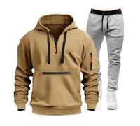 Meaunzyl Combinaison pour homme 2025 - Veste de Jogging Costume en peluche complète de sport Jogging Suit Activewear Pantalon Y2K Sweat à capuche avec Zip/Pull-On Sans Pour Jogging, Gym, Hiver, Kaki
