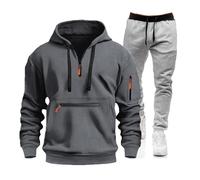 Meaunzyl Combinaison pour homme 2025 - Veste de Jogging Costume en peluche complète de sport Jogging Suit Activewear Pantalon Y2K Sweat à capuche avec Zip/Pull-On Sans Pour Jogging, Gym, Hiver, gris