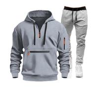 Meaunzyl Combinaison pour homme 2025 - Veste de Jogging Costume en peluche complète de sport Jogging Suit Activewear Pantalon Y2K Sweat à capuche avec Zip/Pull-On Sans Pour Jogging, Gym, Hiver, gris
