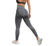 Meaunzyl Legging 3D anti-cellulite pour femme, leggins Fittabella 3D Anti-cellulite Push Up Sculpture à Compression Graduée Solenao Leggings de Sport Taille Haute Sans Couture, gris foncé, L