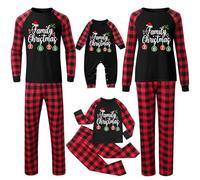 Meaunzyl Pyjama familial coordonné élégant pyjama de Noël coordonné T-shirt à manches longues et pantalon ensemble Noël pyjama ras du cou deux pièces Noël Pajamas Set pour maman papa bébé, Noir , 6-7