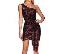 Meaunzyl Robe élégante pour femme de cérémonie à paillettes, robe midi, ajustée à paillettes, courte, avec paillettes de style rétro, vêtements d'hiver slim fit cocktail pour femme, coupe midi, Rd1, L