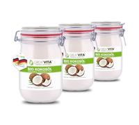 MeaVita Huile de Noix de Coco Biologique/Native dans un Bocal à Repasser Set de 3 x 1 L