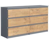 MebLocker Commode 6 Tiroirs Anthracite Lancelot 120 cm - Design Minimaliste - 120 x 39 x 78,5 cm - Meuble de Rangement Spacieux pour Chambre, Salon ou Bureau