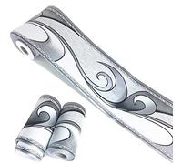 Meboom Royal Sticker mural décoratif avec motifs de vagues Gris argenté 10 cm x 10 m