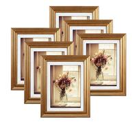 MEBRUDY Lot de 6 cadres photo de 12,7 x 17,8 cm (doré) - Affichage photo de 12,7 x 17,8 cm avec passe-partout ou 15,2 x 20,3 cm sans passe-partout -