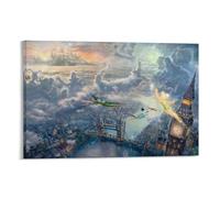 MEBSJY Affiches sur toile Fée Clochette et Peters Pan Fly to Neverland - Décoration murale - Œuvre d'art - Décoration d'intérieur pour salon pour cadeaux - Cadre : 50 x 75 cm
