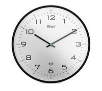 Mebus 13079 Horloge Murale Radio-pilotée silencieuse avec Cadre Noir et Cadran Blanc Grand écran Clair Noir 30 cm