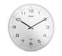 Mebus 13080 Horloge Murale Radio-pilotée silencieuse avec Cadre Blanc et Cadran Blanc Idéal pour Le Salon et la Cuisine 30 cm