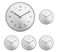 Mebus 13081 Horloge Murale Radio-pilotée silencieuse avec Cadre Gris et Cadran Blanc 30 cm (Lot de 5)