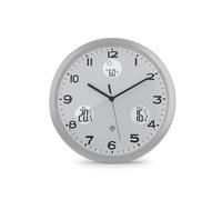 Mebus 13150 Horloge Murale Radio-pilotée avec Cadran Blanc et Affichage de la température intérieure et extérieure avec émetteur extérieur et humidité