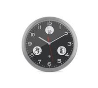 Mebus 13151 Horloge Murale Radio-pilotée avec Cadran Noir et Affichage de la température intérieure et extérieure avec émetteur extérieur et humidité