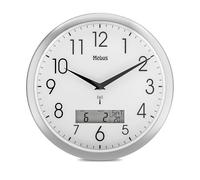 Mebus 19422 Horloge Murale Radio-pilotée silencieuse avec Affichage LCD de la Date et de la température Blanc Modèle 19422