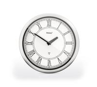 Mebus 19811 Horloge Murale Radio-pilotée silencieuse Chiffres Romains Cadre argenté Cadran Blanc 26 cm