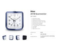 Mebus Réveil quartz modèle 26158 – Silencieux, aiguilles lumineuses, Snooze, Bleu