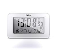 Mebus digitaler Funk-Wecker mit Mondkalender, Beleuchtung, Innenthermometer, Schlummer-Funktion/Material: Kunststoff/Farbe: Weiß/Modell: 51461