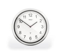 Mebus Horloge Murale Radio-pilotée 26 cm, silencieuse, Cadre argenté, Cadran Blanc, modèle 19809 - Facile à Lire et élégante