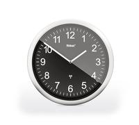 Mebus Horloge murale Modèle 19812 Radio-pilotée 26 cm Silencieuse Facile à lire Cadre argenté Noir