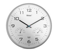 Mebus Horloge Murale Radio-pilotée Moderne avec Affichage de la température et de l'humidité, 30 cm, Horloge Radio-pilotée, Salon, Horloge de Cuisine/Modèle : 52842 / Couleur : Gris