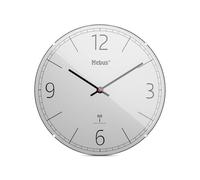 Mebus Horloge Murale Radio-pilotée, silencieuse, en Verre dôme, sans Cadre, Gris, modèle 12986 - Design Moderne et Heure exacte