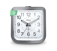 Mebus Réveil à Quartz, Silencieux sans tic-tac, Aiguilles Lumineuses, Alarme avec répétition de l'alarme, Snooze, éclairage du Cadran sur Simple Pression d'un Bouton, Couleur : Gris argenté, modèle :