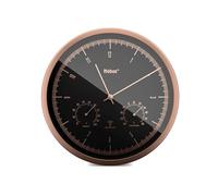 Mebus TinyTime 1978 Horloge Murale Radio-pilotée, avec Thermo et hygromètre, sans Bruit de tic-tac, 25 cm, Cadran Noir, boîtier Couleur cuivre