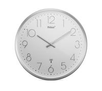 Mebus TinyTime Horloge Murale Radio-pilotée sans Bruit de tic-tac - Diamètre : 25 cm - Cadran Moderne en Blanc - Boîtier argenté