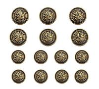MebuZip Lot de 14 boutons de blazer en métal doré brunâtre de 15 mm et 20 mm pour blazers, costumes, manteaux de sport, uniformes, vestes (MBM29)