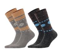 MEBY Lot de 2 paires de chaussettes thermiques chaudes en alpaga - Chaussettes d'hiver épaisses et moelleuses - Chaussettes de randonnée en laine d'alpaga pré-lavées, 43-46
