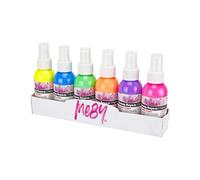 MEBY Lot de 6 Spray-Peinture textile pour textiles clairs - 6 Batik couleurs de 100 ml chacune. Couleurs T-shirts en spray. Lavable jusqu'à 40 °C. Fluoreszierende Effekte (6 couleurs néon)