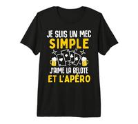 Mec Simple j' Aime la belote et apéro drôle Homme belote T-Shirt Haut de Gamme