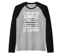 Mec simple j' aime la Bretagne et apéro drôle homme breton Manche Raglan