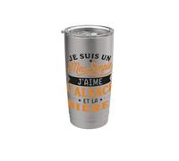 Mec Simple J'Aime L'Alsace et la Bière Humour Alsacien Gobelet isotherme en acier inoxydable double paroi