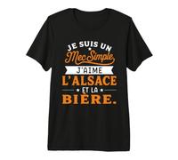 Mec Simple J'aime L'Alsace et la Bière Humour Alsacien T-Shirt Haut de Gamme