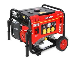 Mecafer 450150 Groupe électrogène MF5000 rouge, moteur 275 cm3 de 4 T, Essence SP95E/SP98, réservoir 15 L, 4300 W, autonomie 8h