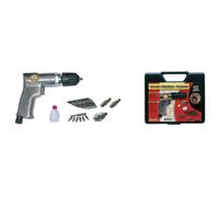 MECAFER Perceuse et serreuse pneumatique - mandrin 10mm + 10 forets HSS + 6 embouts vissage + accessoires