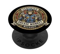Mécanicien certifié Grease Monkey PopSockets PopGrip Adhésif