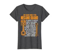 Mécanicien Tu Sais Que t'es Mécano Quand Humour Mécanique T-Shirt, Femme, Chiné Foncé, 3XL