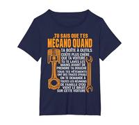 Mécanicien Tu Sais Que t'es Mécano Quand Humour Mécanique T-Shirt, Femme Grandes Tailles, Bleu Marine, 6X
